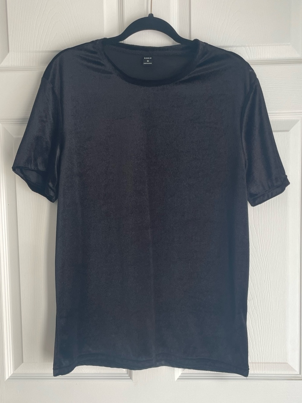 Black Velvet Crewneck T-Shirt Oversized Size Medium
